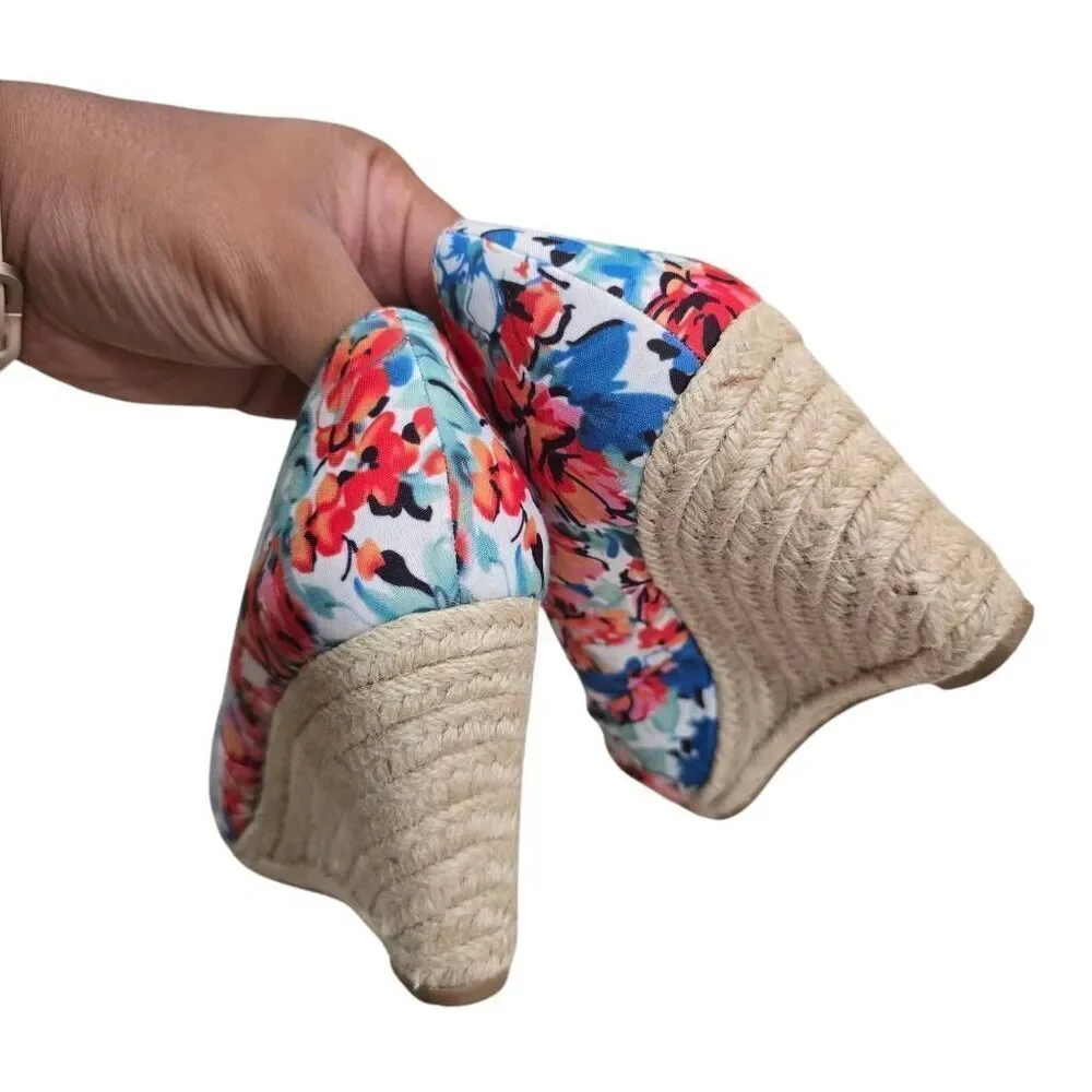 Kelly & Katie‎ Ivala Espadrille Wedge Sandals Women's 6.5M Floral Knot Preppy